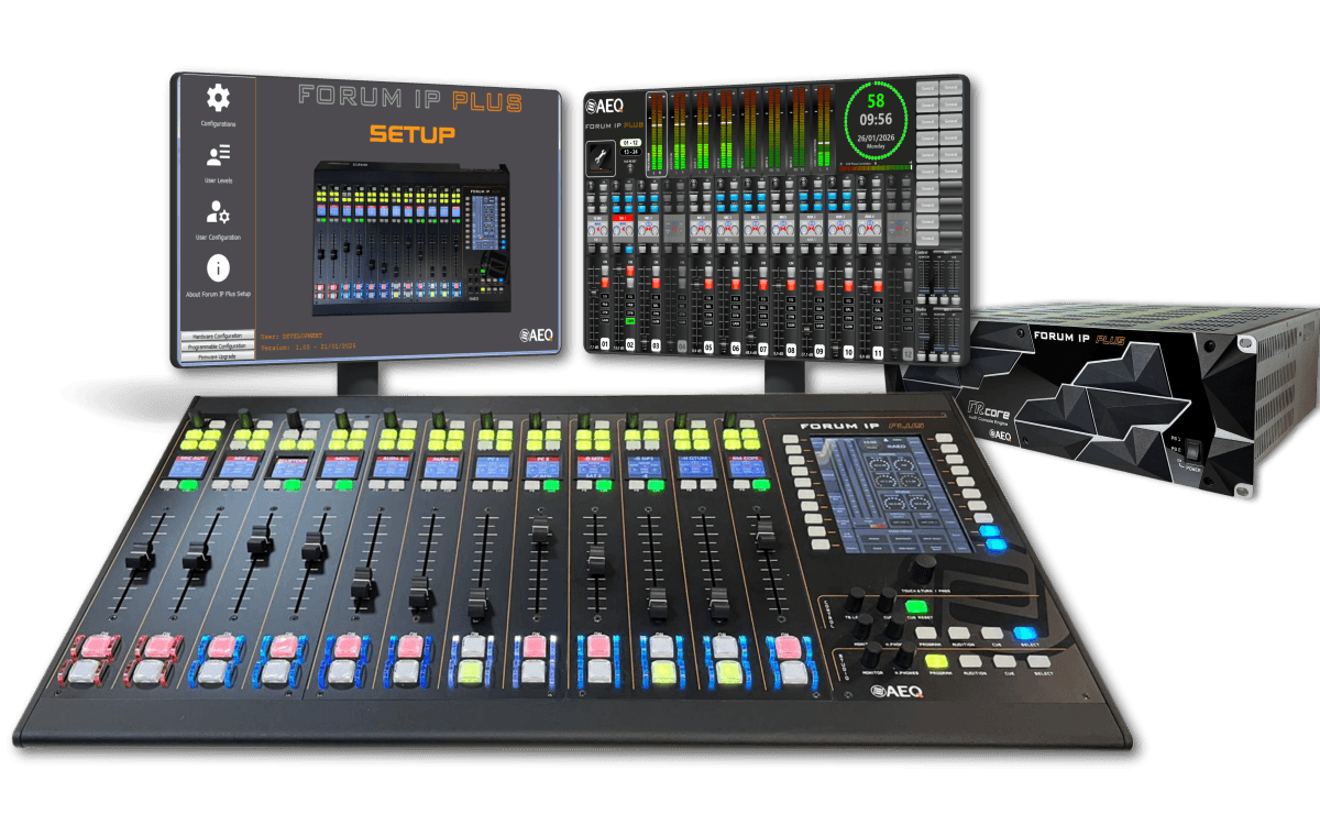 AEQ llegará a IBC con FORUM IP PLUS, una mesa de mezclas AoIP escalable para la producción audiovisual moderna